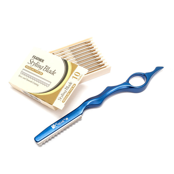 PRO-RAZOR BLEU AVEC LAME FEATHER